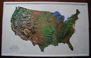 アメリカ本土のレリーフマップ全体写真